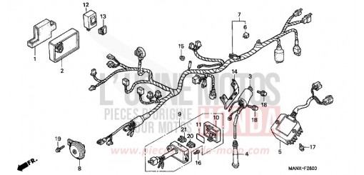 FAISCEAU DES FILS/ BOBINE D'ALLUMAGE NX650X de 1999